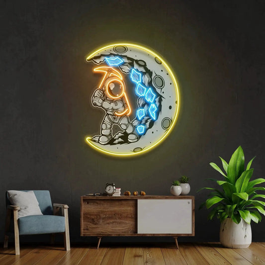 Astronaut Moon Digger Artwork Led Neon Sign Light