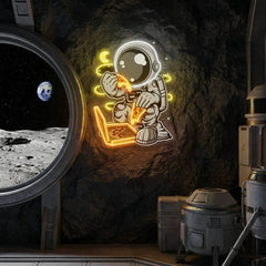 Astronaut Pizza Cartoon Artwork Led Neon Sign Light