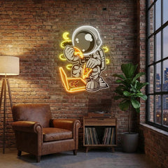 Astronaut Pizza Cartoon Artwork Led Neon Sign Light