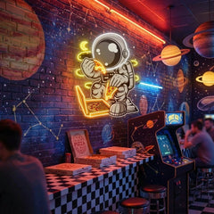 Astronaut Pizza Cartoon Artwork Led Neon Sign Light