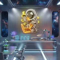 Astronaut Pizza Cartoon Artwork Led Neon Sign Light