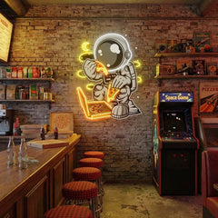 Astronaut Pizza Cartoon Artwork Led Neon Sign Light