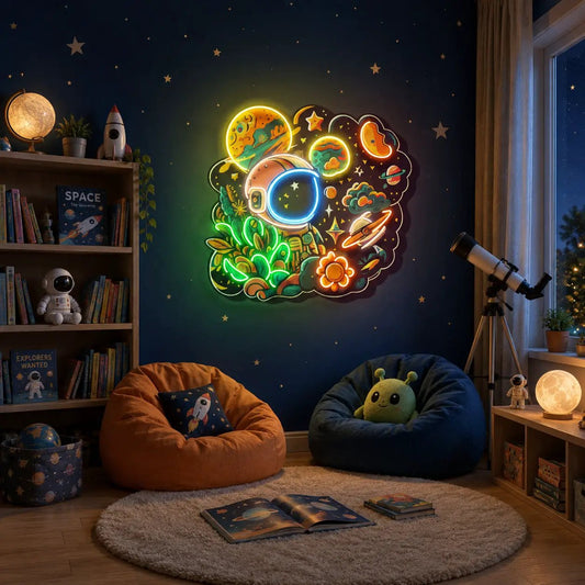 Astronaut Plant Universe LED Neon Sign Light Pop Art