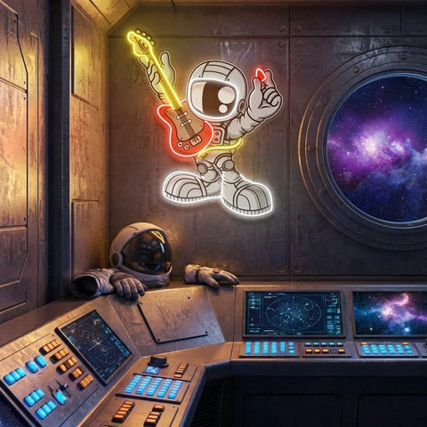 Astronaut Playing Guitar Artwork Led Neon Sign Light