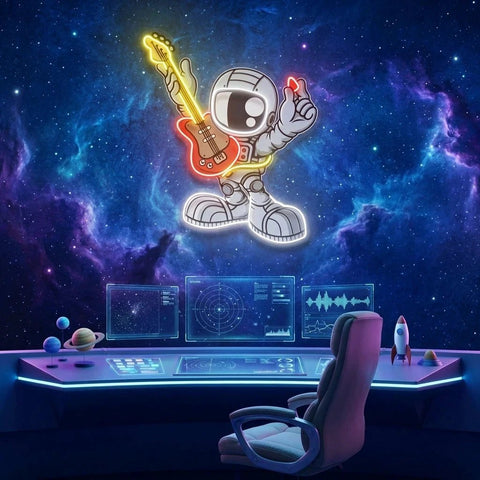 Astronaut Playing Guitar Artwork Led Neon Sign Light