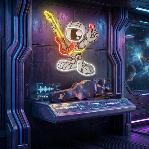 Astronaut Playing Guitar Artwork Led Neon Sign Light