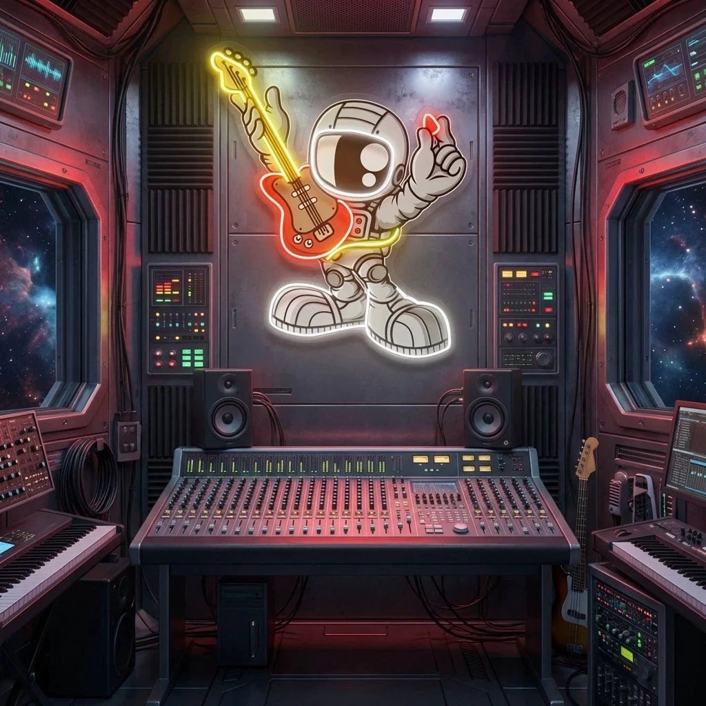 Astronaut Playing Guitar Artwork Led Neon Sign Light