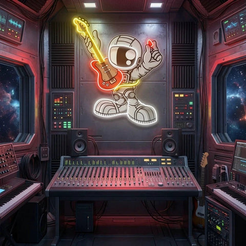 Astronaut Playing Guitar Artwork Led Neon Sign Light