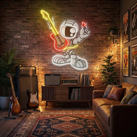Astronaut Playing Guitar Artwork Led Neon Sign Light