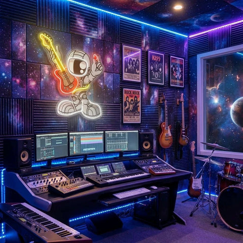 Astronaut Playing Guitar Artwork Led Neon Sign Light