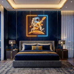 Astronaut Playing Guitar On Moon Artwork Led Neon Sign Light