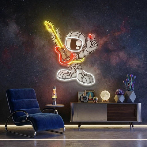 Astronaut Playing Guitar Artwork Led Neon Sign Light