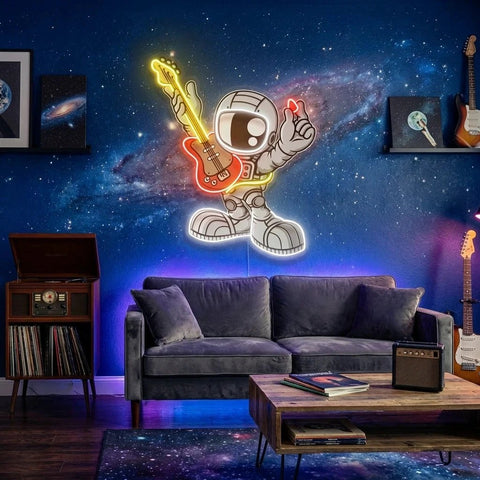 Astronaut Playing Guitar Artwork Led Neon Sign Light