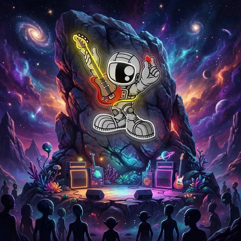 Astronaut Playing Guitar Artwork Led Neon Sign Light