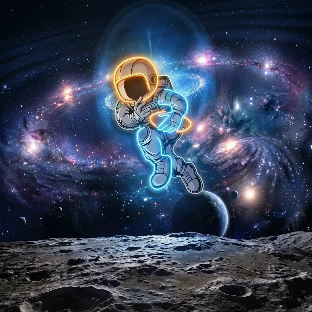 Astronaut Playing Rugby Artwork Led Neon Sign Light