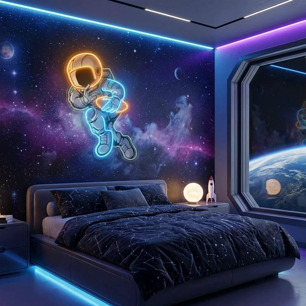 Astronaut Playing Rugby Artwork Led Neon Sign Light