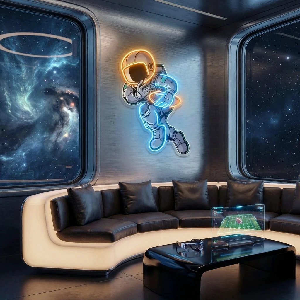 Astronaut Playing Rugby Artwork Led Neon Sign Light
