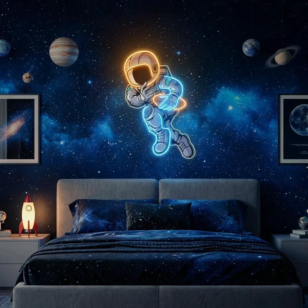 Astronaut Playing Rugby Artwork Led Neon Sign Light