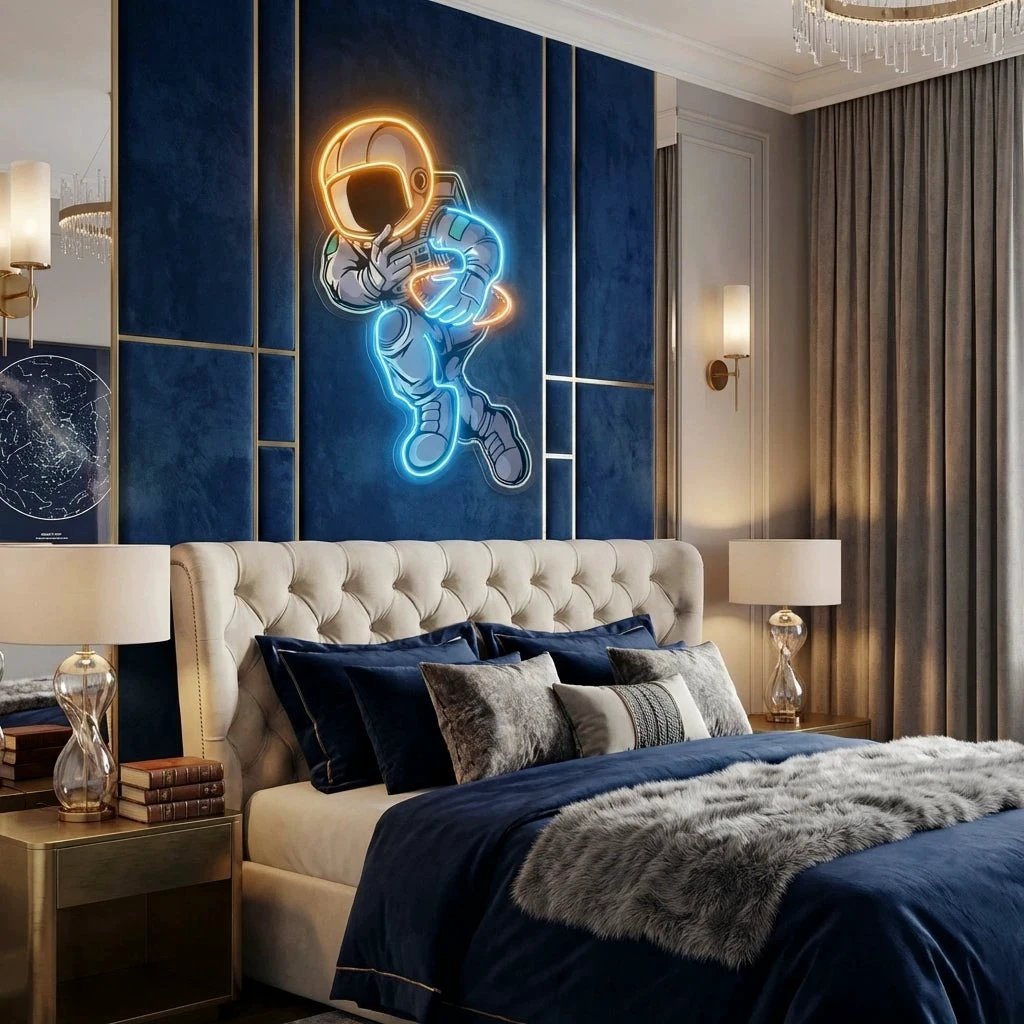 Astronaut Playing Rugby Artwork Led Neon Sign Light
