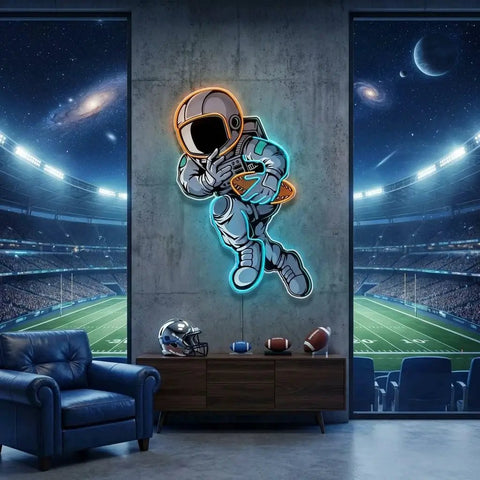 Astronaut Playing Rugby Artwork Led Neon Sign Light
