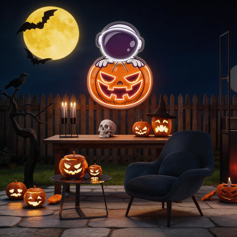 Astronaut Pumpkin Artwork Led Neon Sign Light
