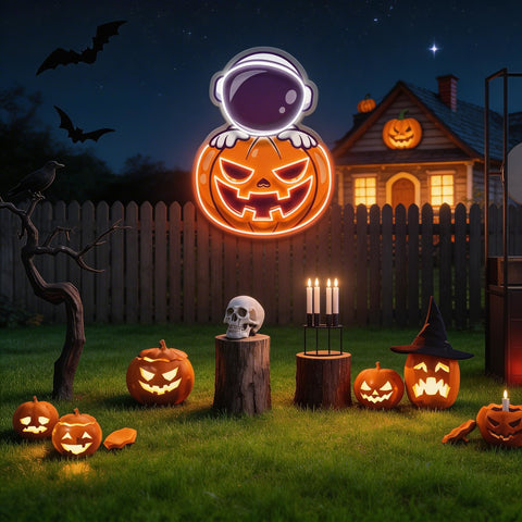 Astronaut Pumpkin Artwork Led Neon Sign Light