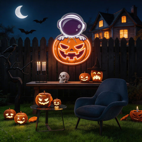 Astronaut Pumpkin Artwork Led Neon Sign Light