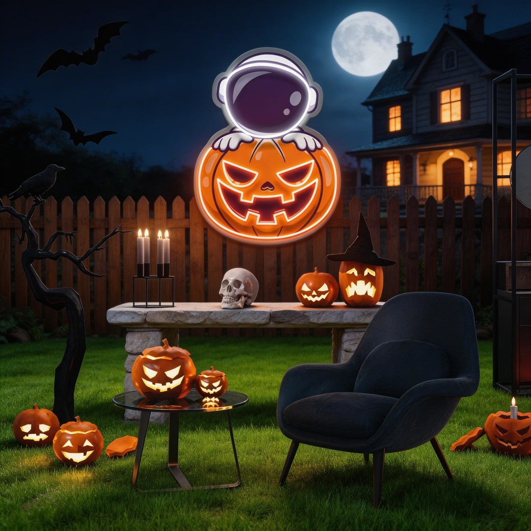 Astronaut Pumpkin Artwork Led Neon Sign Light