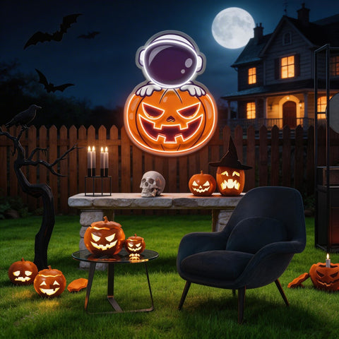 Astronaut Pumpkin Artwork Led Neon Sign Light