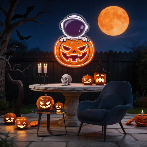 Astronaut Pumpkin Artwork Led Neon Sign Light