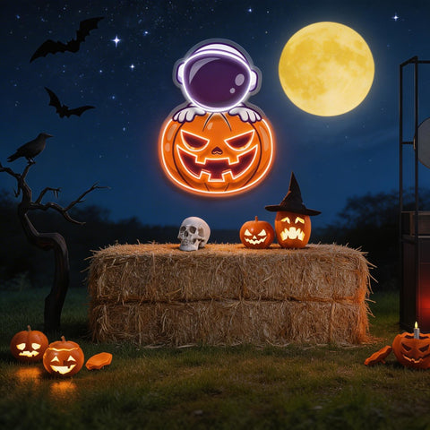 Astronaut Pumpkin Artwork Led Neon Sign Light