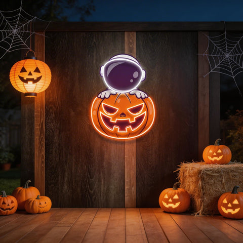 Astronaut Pumpkin Artwork Led Neon Sign Light