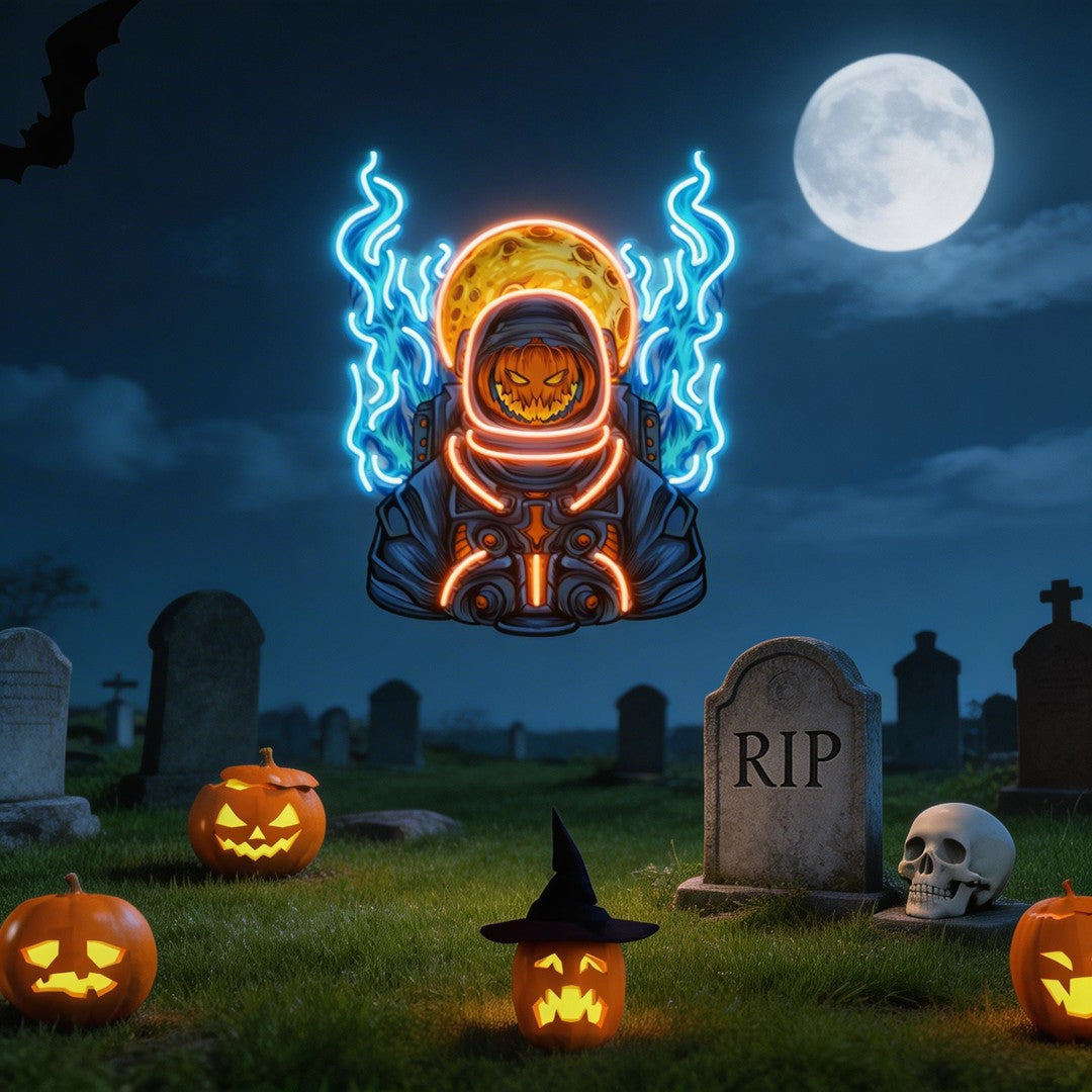 Astronaut Pumpkin For Halloween Artwork Led Neon Sign Light