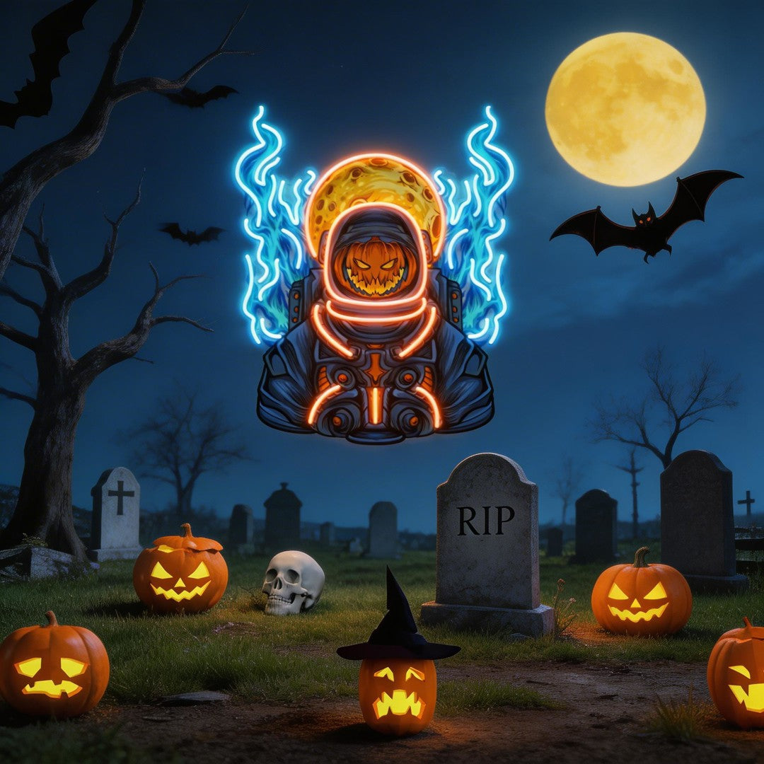 Astronaut Pumpkin For Halloween Artwork Led Neon Sign Light