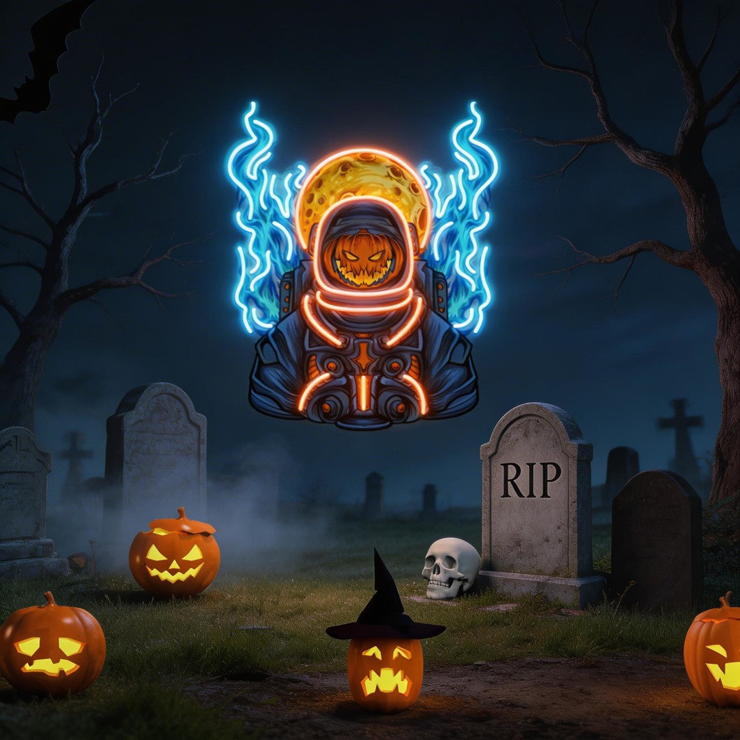 Astronaut Pumpkin For Halloween Artwork Led Neon Sign Light