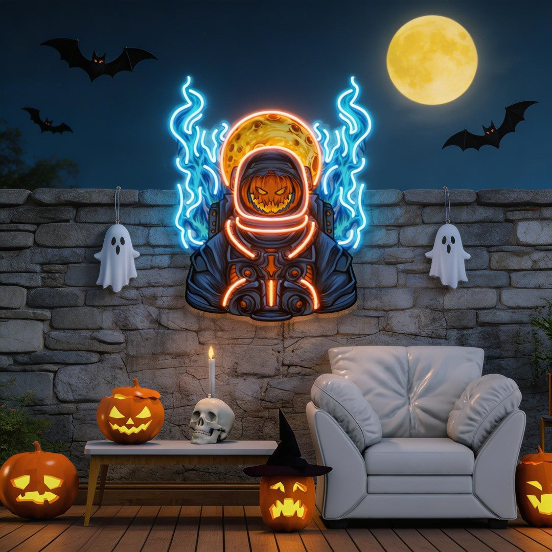 Astronaut Pumpkin For Halloween Artwork Led Neon Sign Light