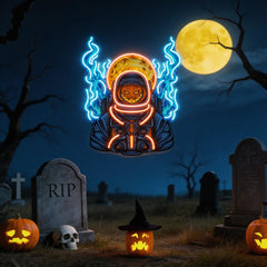 Astronaut Pumpkin For Halloween Artwork Led Neon Sign Light