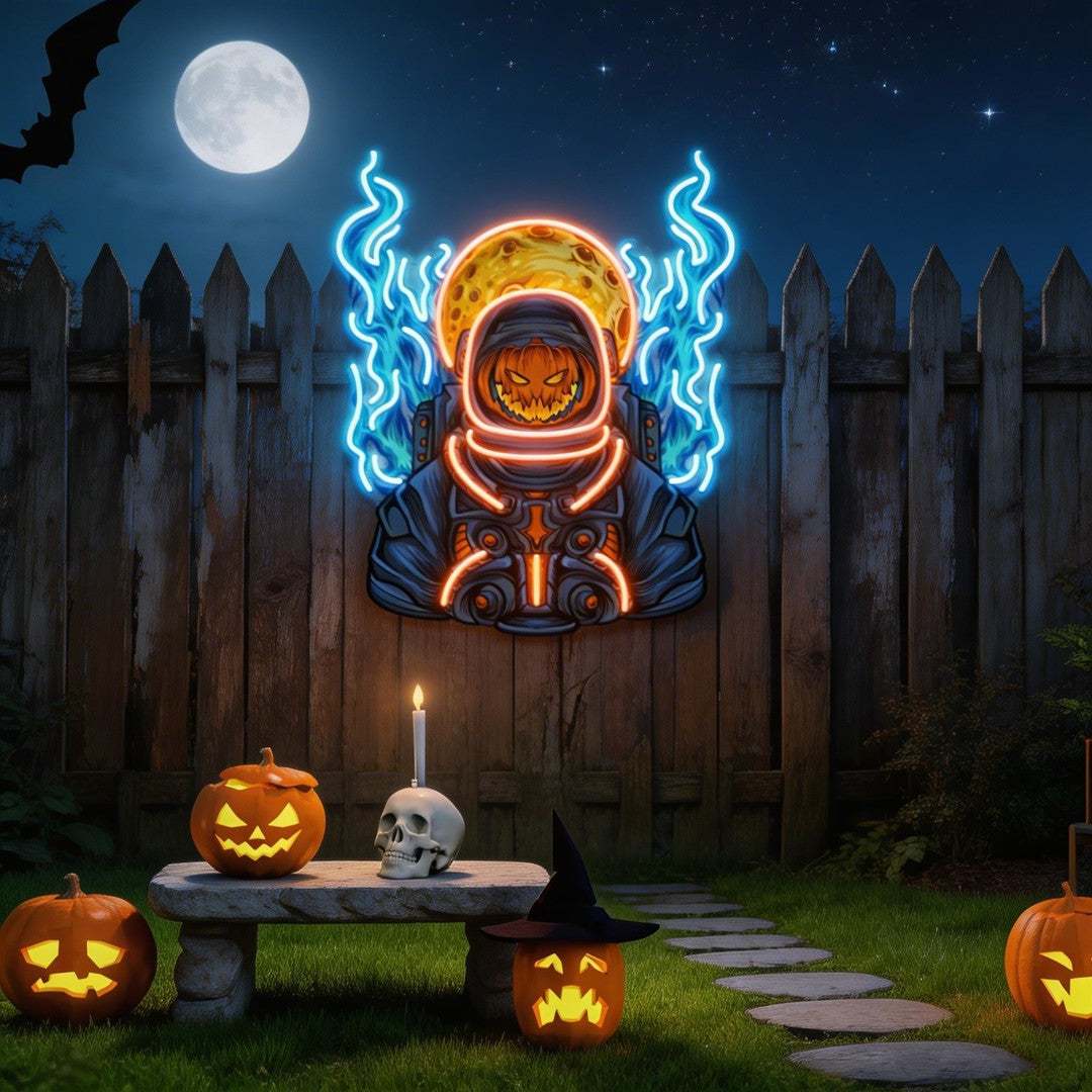 Astronaut Pumpkin For Halloween Artwork Led Neon Sign Light
