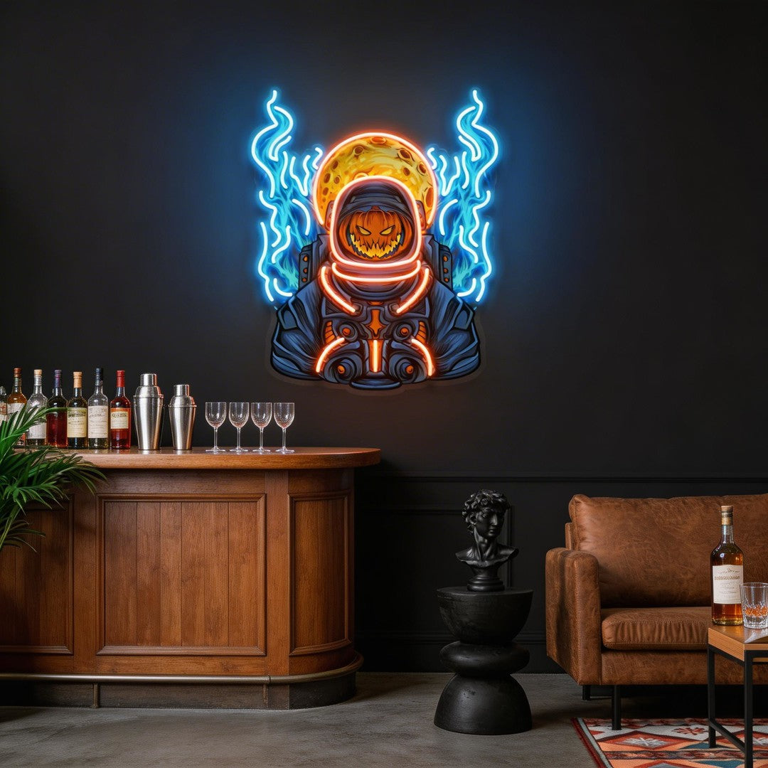 Astronaut Pumpkin For Halloween Artwork Led Neon Sign Light
