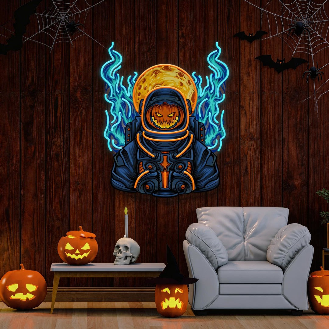 Astronaut Pumpkin For Halloween Artwork Led Neon Sign Light