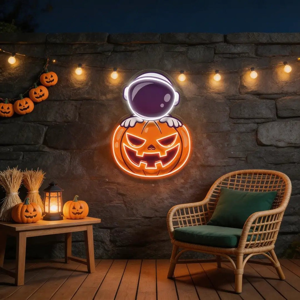 Astronaut Pumpkin Artwork Led Neon Sign Light