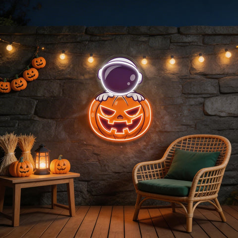Astronaut Pumpkin Artwork Led Neon Sign Light