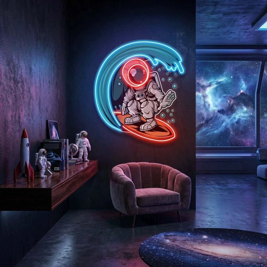 Astronaut Surfing Artwork Led Neon Sign Light