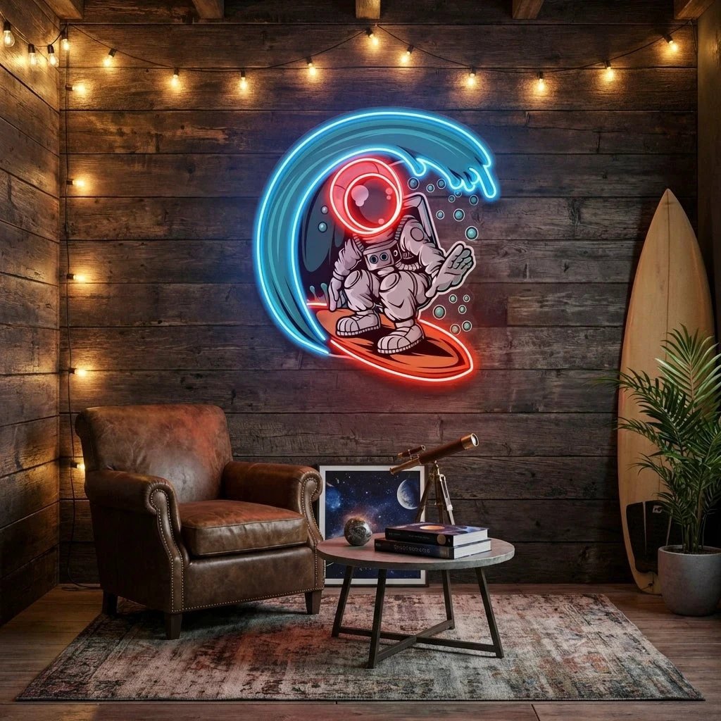 Astronaut Surfing Artwork Led Neon Sign Light