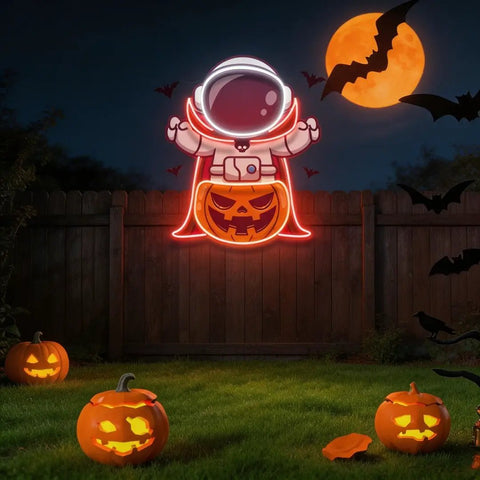 Astronaut Vampire Halloween Artwork Led Neon Sign Light