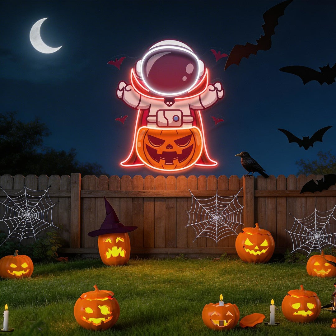 Astronaut Vampire Halloween Artwork Led Neon Sign Light