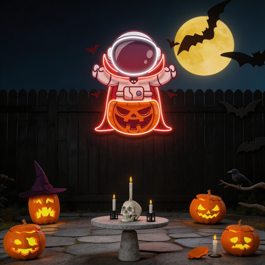 Astronaut Vampire Halloween Artwork Led Neon Sign Light