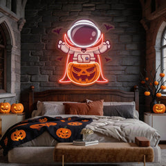Astronaut Vampire Halloween Artwork Led Neon Sign Light