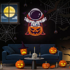 Astronaut Vampire Halloween Artwork Led Neon Sign Light