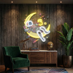 Astronaut With Beer On Moon Artwork Led Neon Sign Light